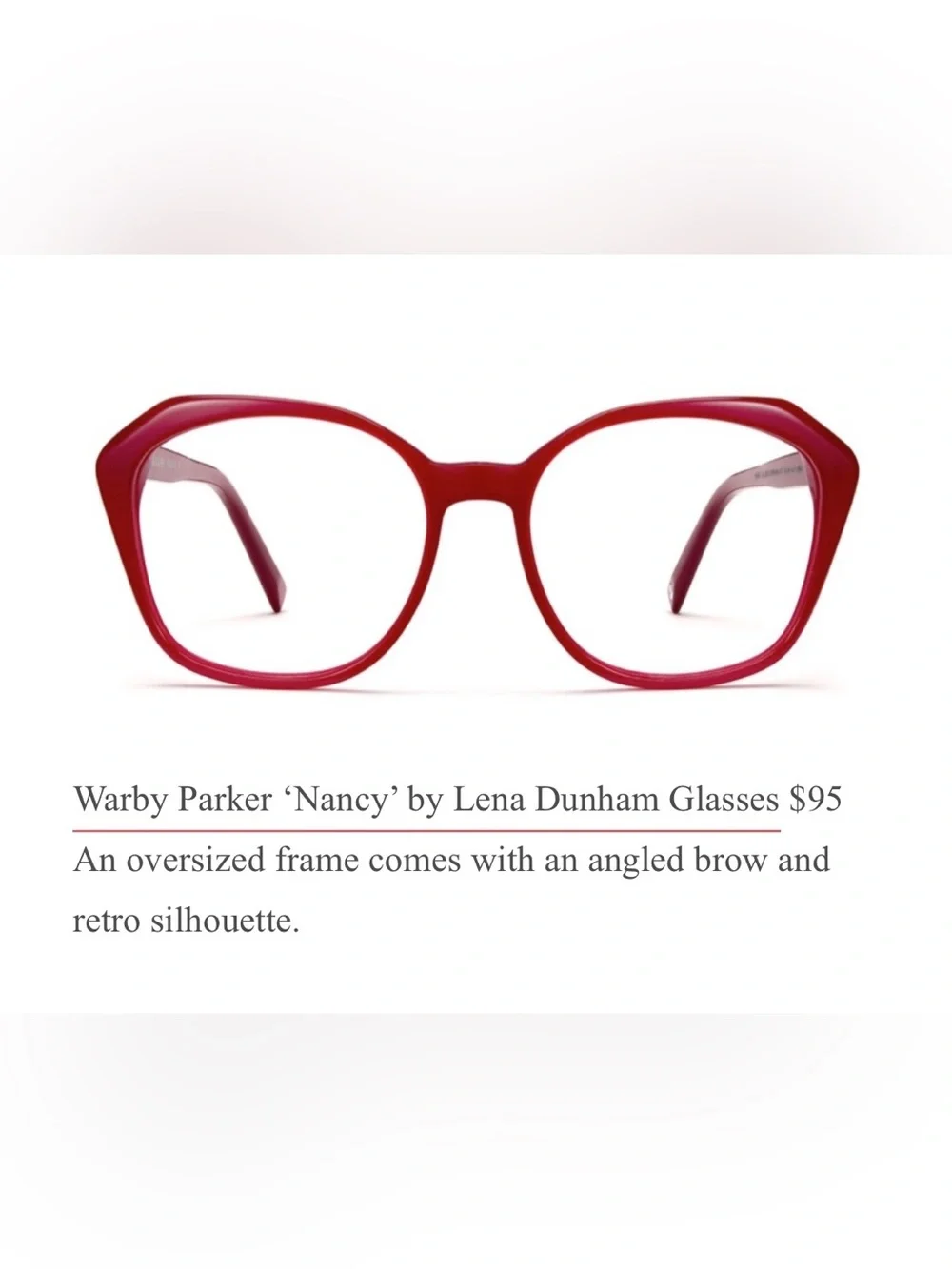 *Limited Edition* Warby Parker ‘Nancy’ by Lena Dunham red frames